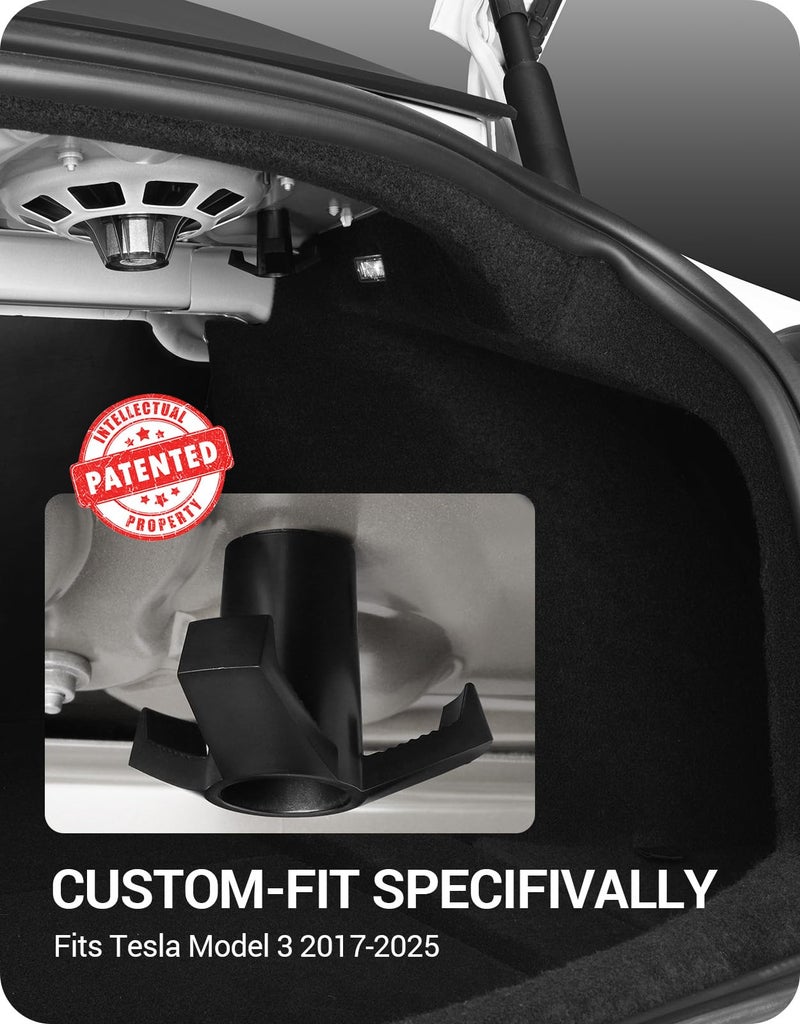 BASENOR 2026 Tesla Model 3 Trunk Grocery Bag Hook Trunk Hook [Proprietary Design] Model 3 Highland Interior Accessories 2017-2026 Black (Standard/Premium/Performance) - Image 3